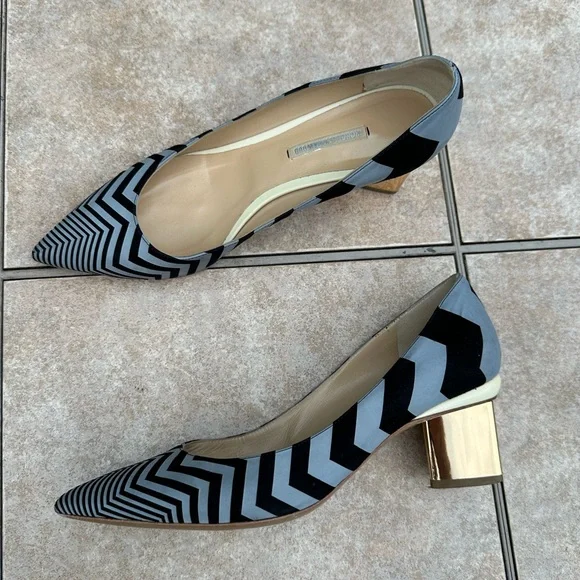 NICHOLAS KIRKWOOD  ZIGZAG PRINT LEATHER PUMPS - Picture 2 of 15